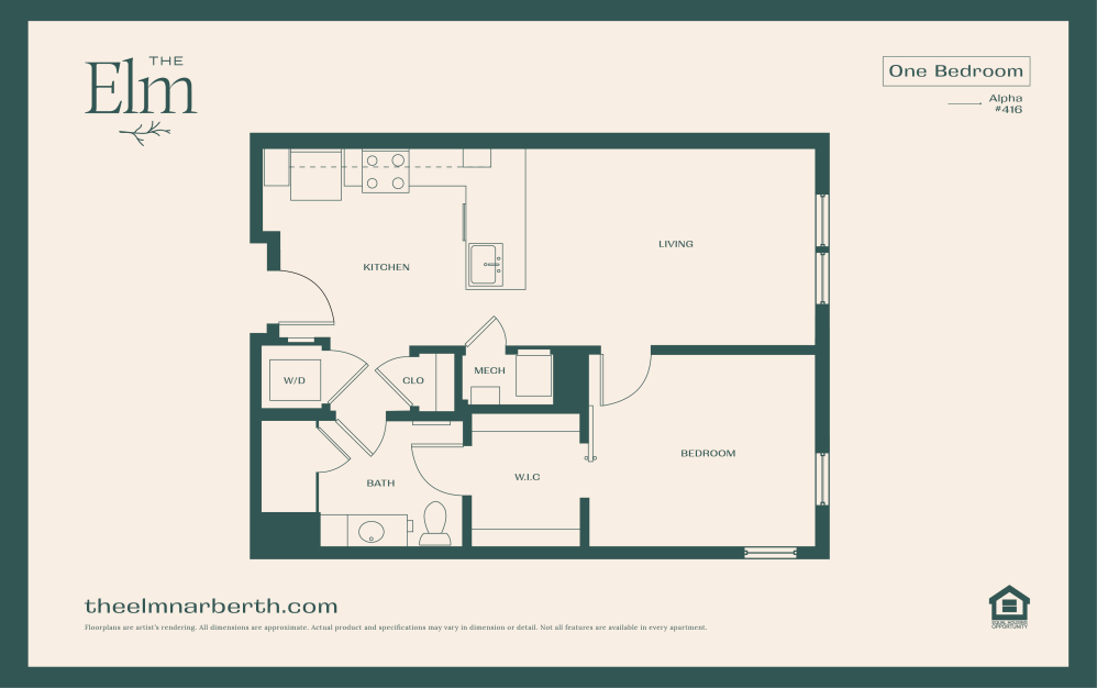 Alpha 3 - 1 bedroom floorplan layout with 1 bathroom and 720 square feet (Floor 3)
