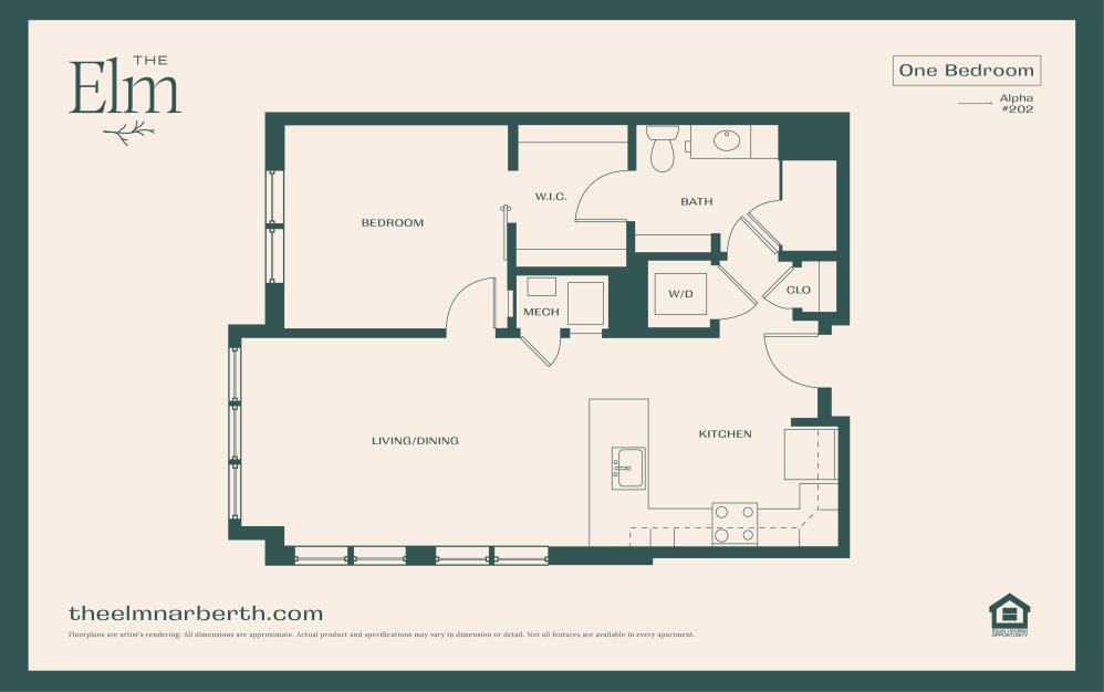 Alpha 5 - 1 bedroom floorplan layout with 1 bathroom and 703 - 775 square feet (Floor 3)
