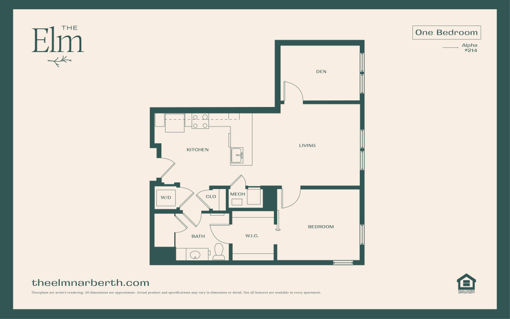 Alpha 7 - with Den - 1 bedroom floorplan layout with 1 bathroom and 841 square feet (Floor 2)