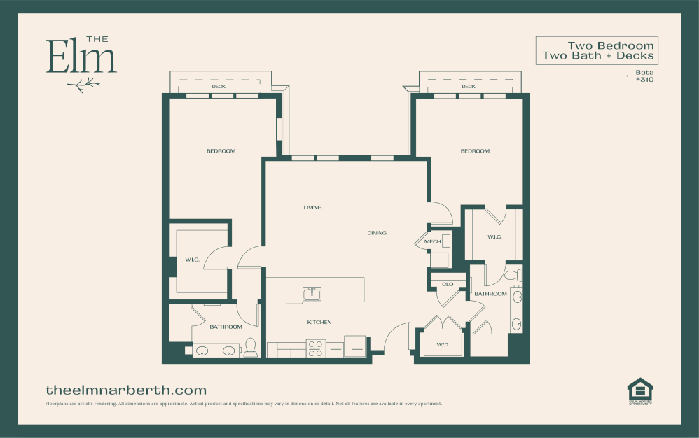 Beta 7 - 2 bedroom floorplan layout with 2.5 bathrooms and 1475 square feet (Floor 1)