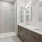 a bathroom with a glass shower
